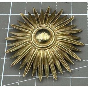 Vintage Crown Trifari Gold Tone Trifanium Sunburst Brooch Mid Century 2 3/8"
